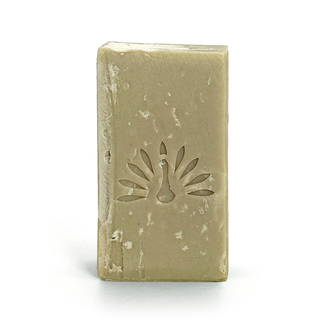 Natural olive oil soap on a white background