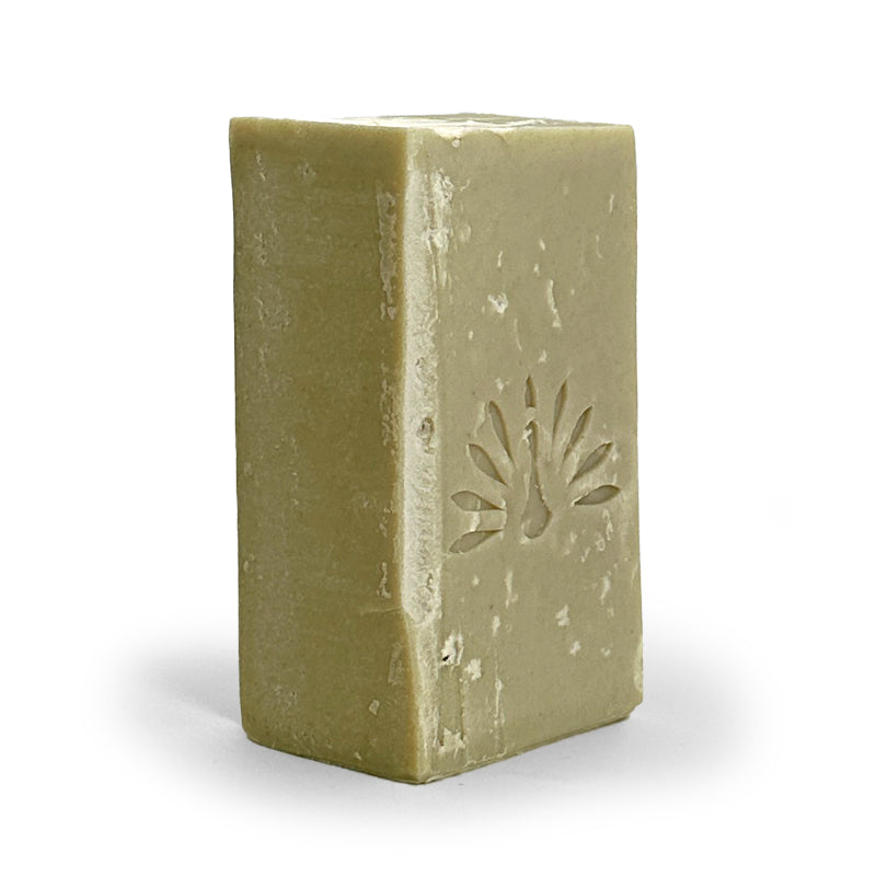 Natural olive oil soap on a white background