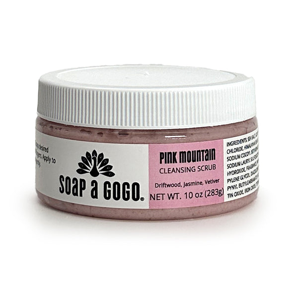 jar of Pink Mountain scrub on a white background