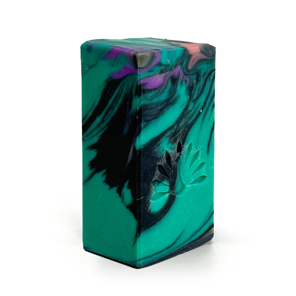 multi-colored soap on a white background