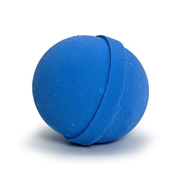 blue bath bomb on a white background