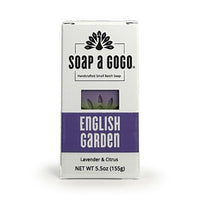Soap a Go Go English Garden soap bar packaging on a white background