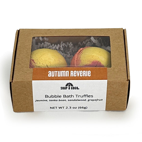 Box of Soap a Go Go Autumn Reverie Bubble Bath Truffles on a white background