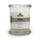 Soy blend candle in a clear glass jar with glass top